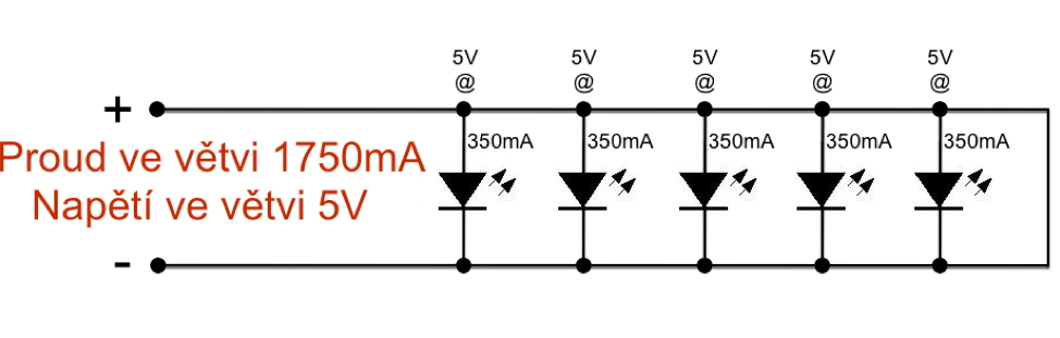 paralelní zapojení LED